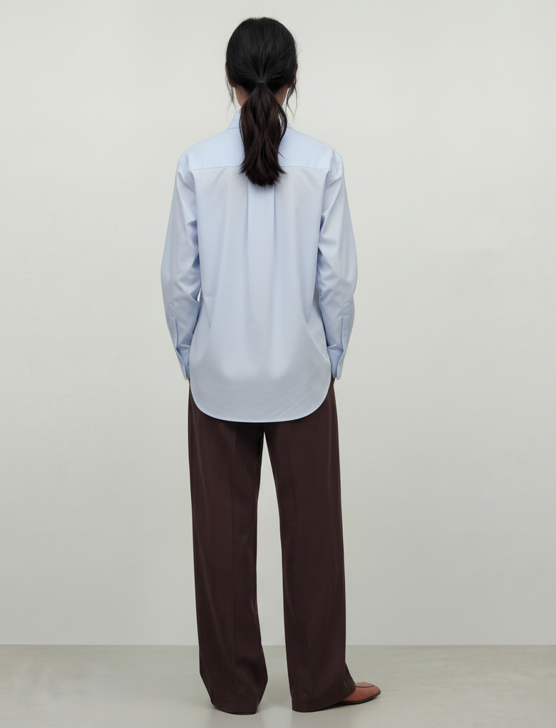 Agneta shirt, fancy poplin, Light blue