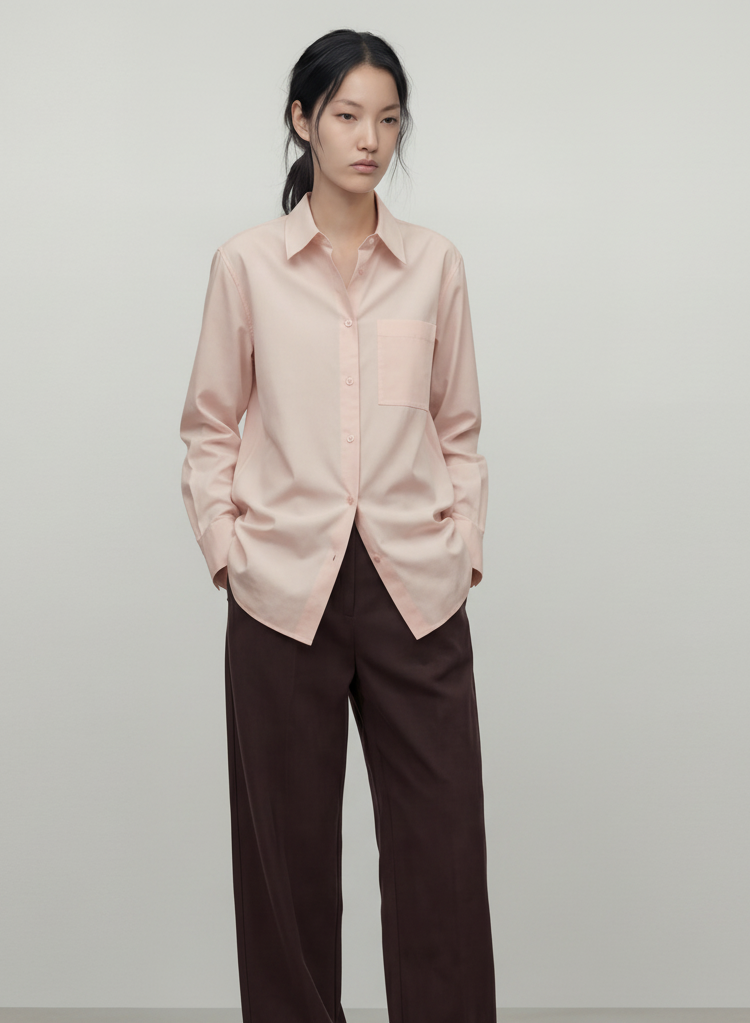 Agneta shirt, fancy poplin, Rose