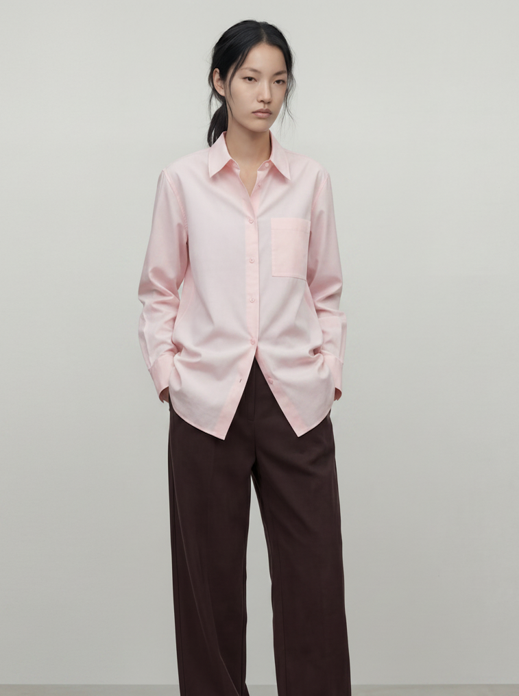 Pink cotton poplin shirt