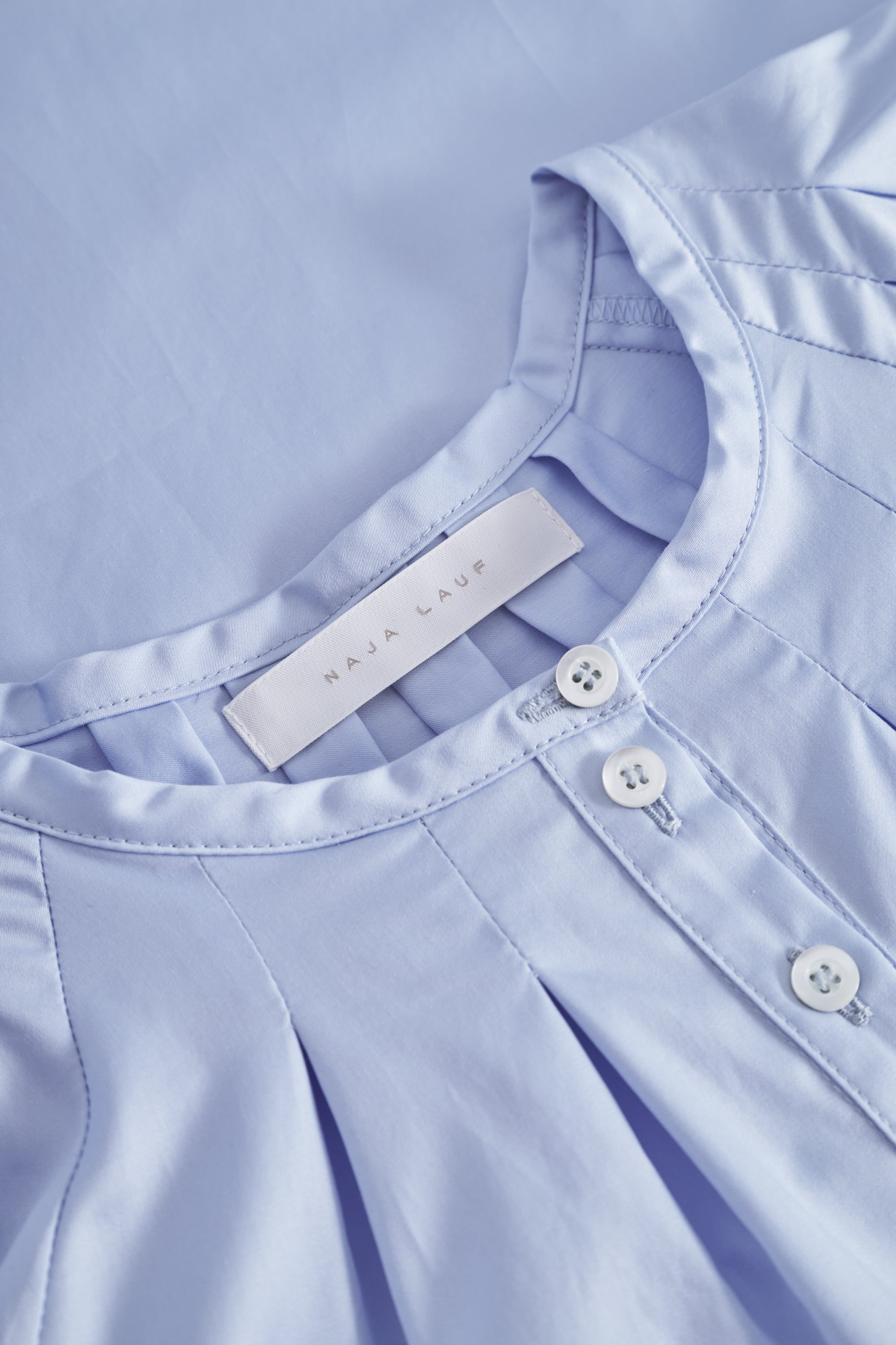 Naja Lauf NICOLE DRESS COTTON SATEEN Dresses LIGHT BLUE with collar details