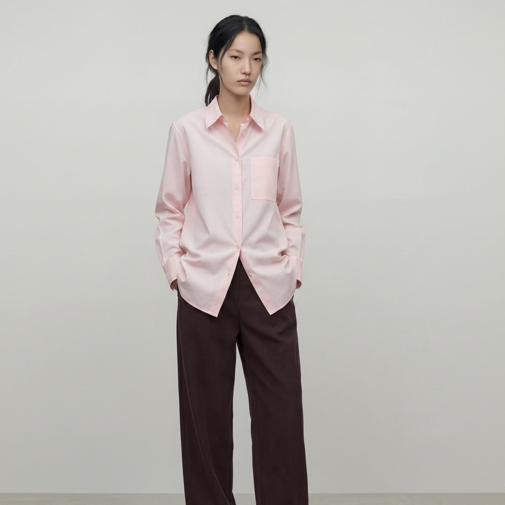 Agneta shirt, fancy poplin, Rose