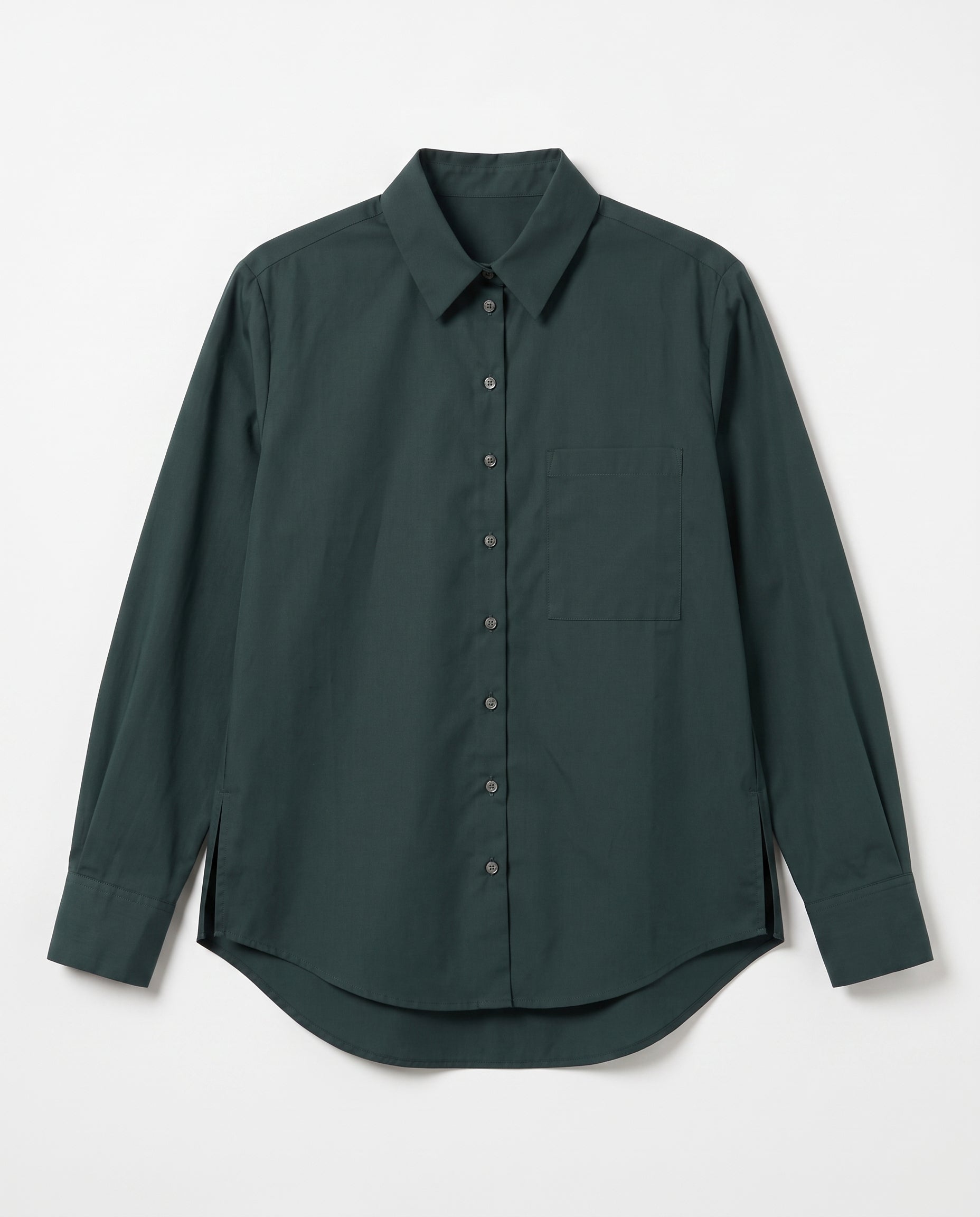 AGNETA SHIRT , Cotton Poplin , Dark Green