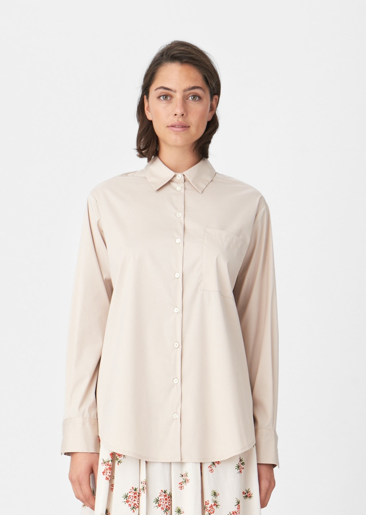 AGNETA SHIRT FANCY POPLIN - BEIGE
