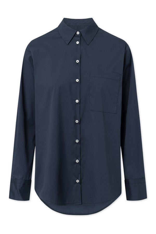 Naja Lauf AGNETA SHIRT FANCY POPLIN SHIRTS NAVY