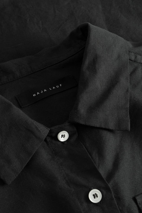 Naja Lauf ALBERTA SHIRT LINEN BLEND SHIRTS BLACK