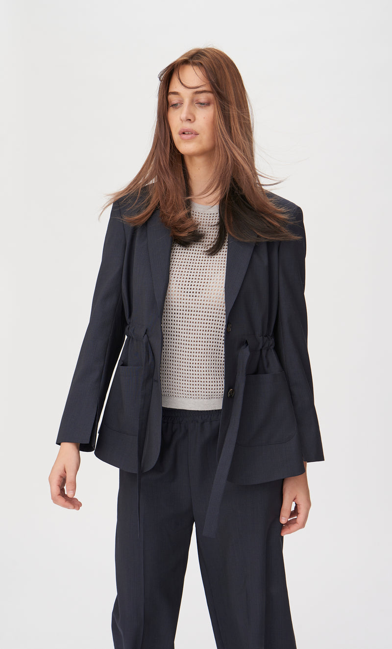 Naja Lauf ANTONELLA JACKET CHECKED STRIPE BLAZERS NAVY BLUE