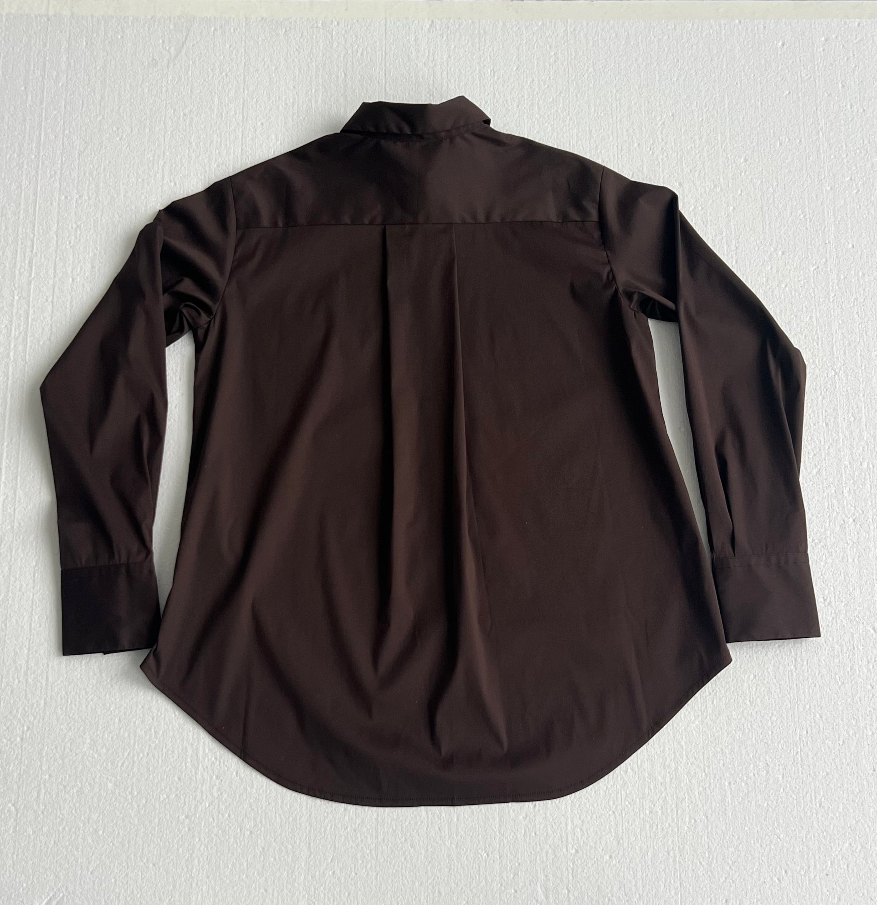 Agneta shirt, fancy poplin - Dark Brown