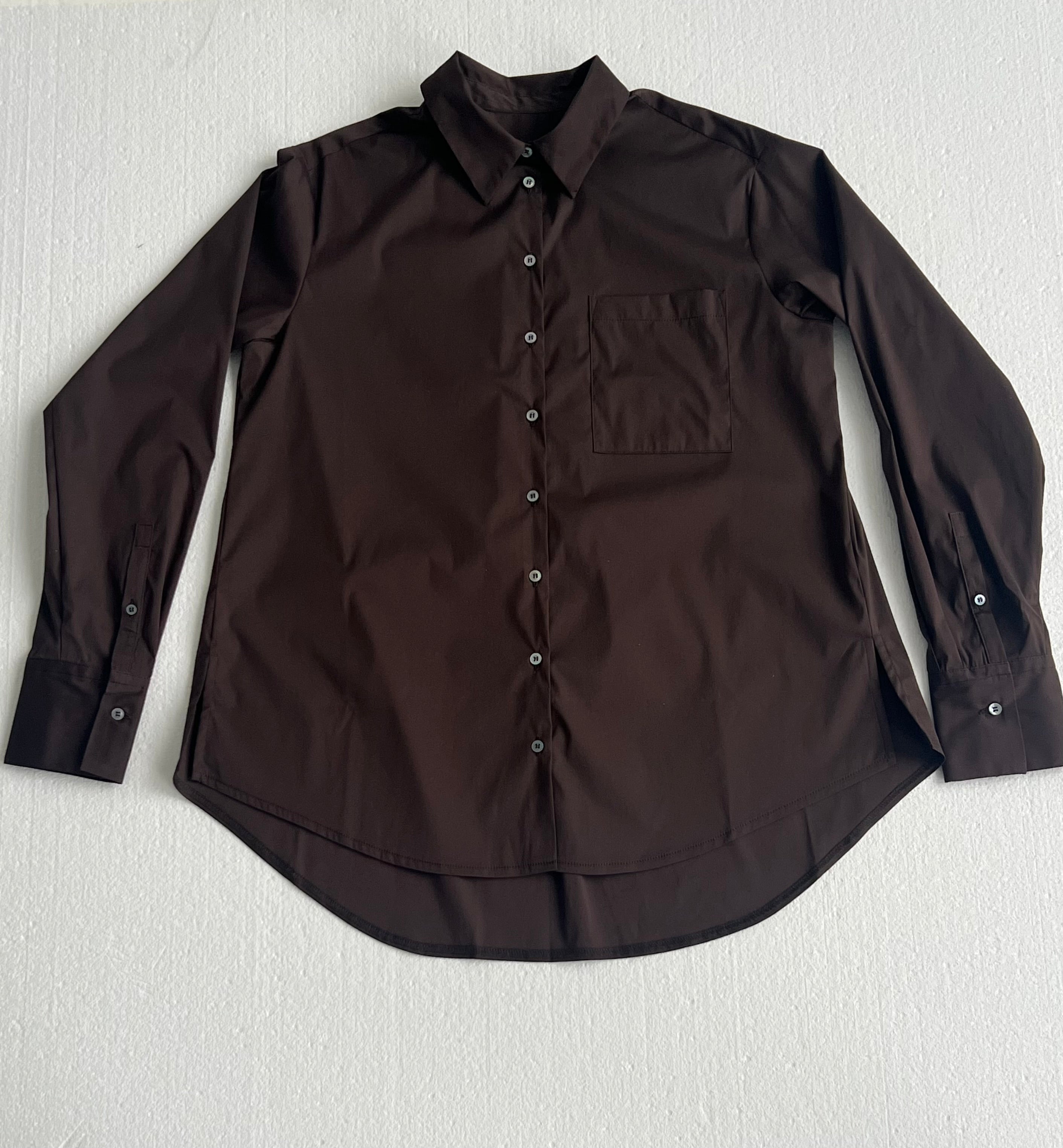 Agneta shirt, fancy poplin - Dark Brown