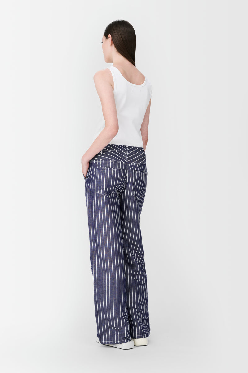 Naja Lauf BINE PANTS STRIPED DENIM PANTS NAVY/WHITE