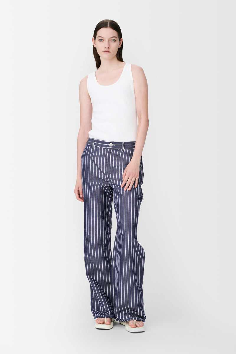 Naja Lauf BINE PANTS STRIPED DENIM PANTS NAVY/WHITE