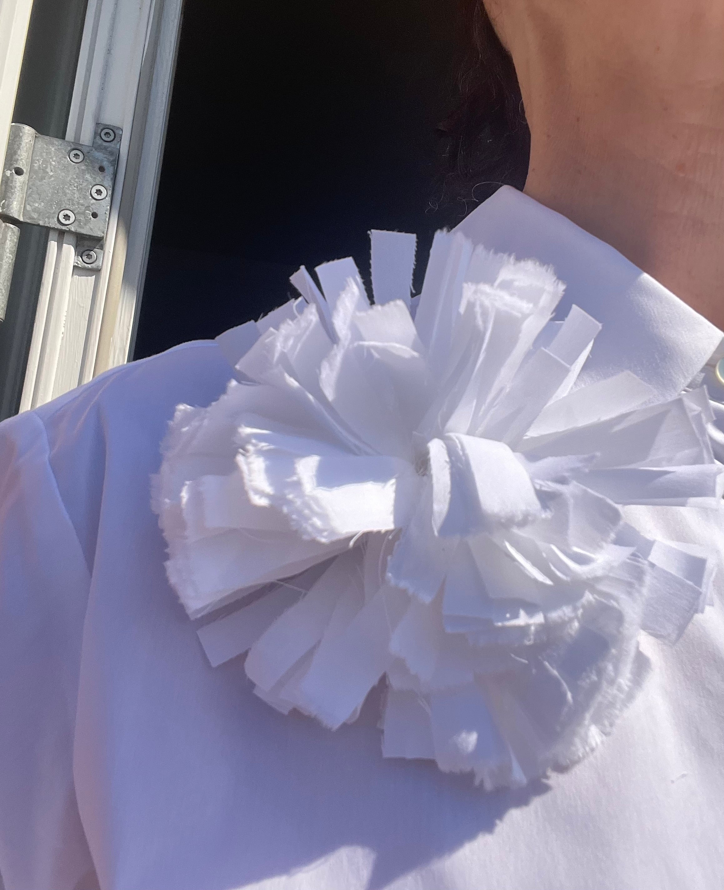 White broche on white poplin shirt 