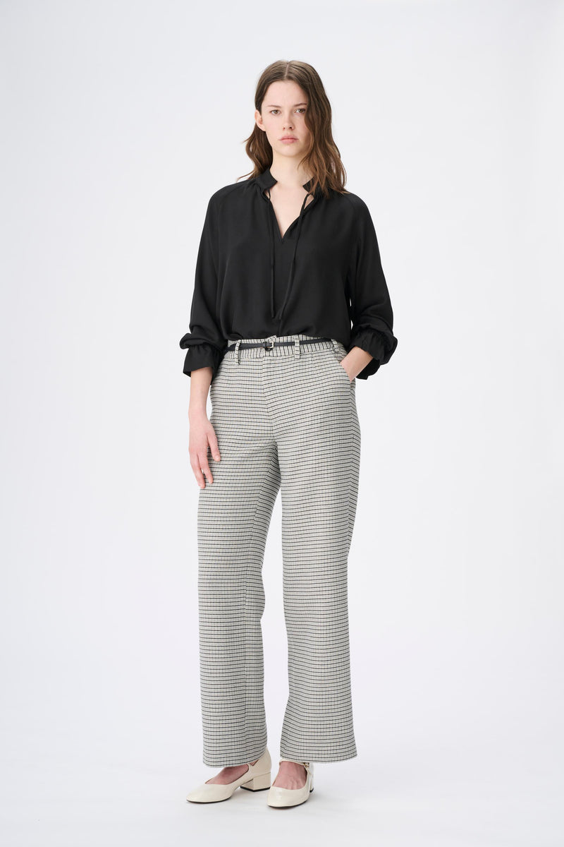 Naja Lauf CATH PANTS COOL CHECK  BLACK/KHAKI