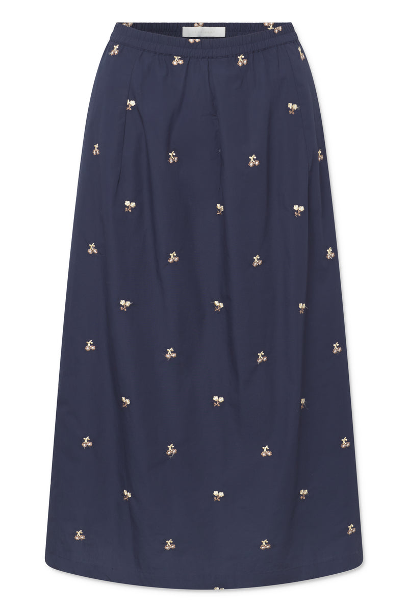 Naja Lauf CIRA SKIRT EMBROIDERED FLOWER SKIRTS NAVY