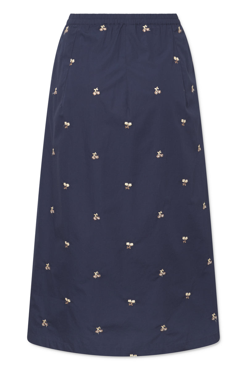 Naja Lauf CIRA SKIRT EMBROIDERED FLOWER SKIRTS NAVY