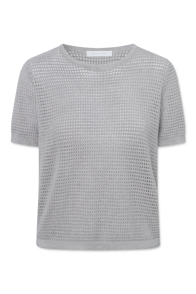 Naja Lauf CLAIRE TSHIRT FINE POINTELLE T-SHIRTS GREY MELANGE