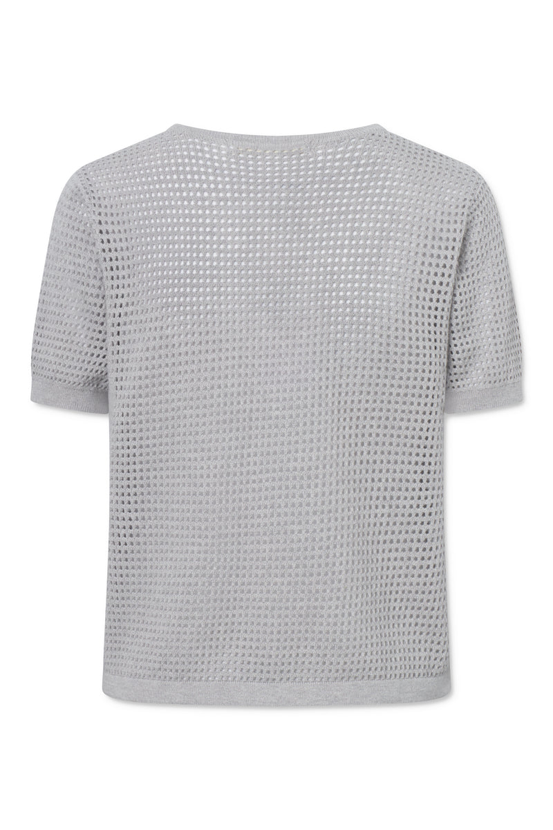 Naja Lauf CLAIRE TSHIRT FINE POINTELLE T-SHIRTS GREY MELANGE