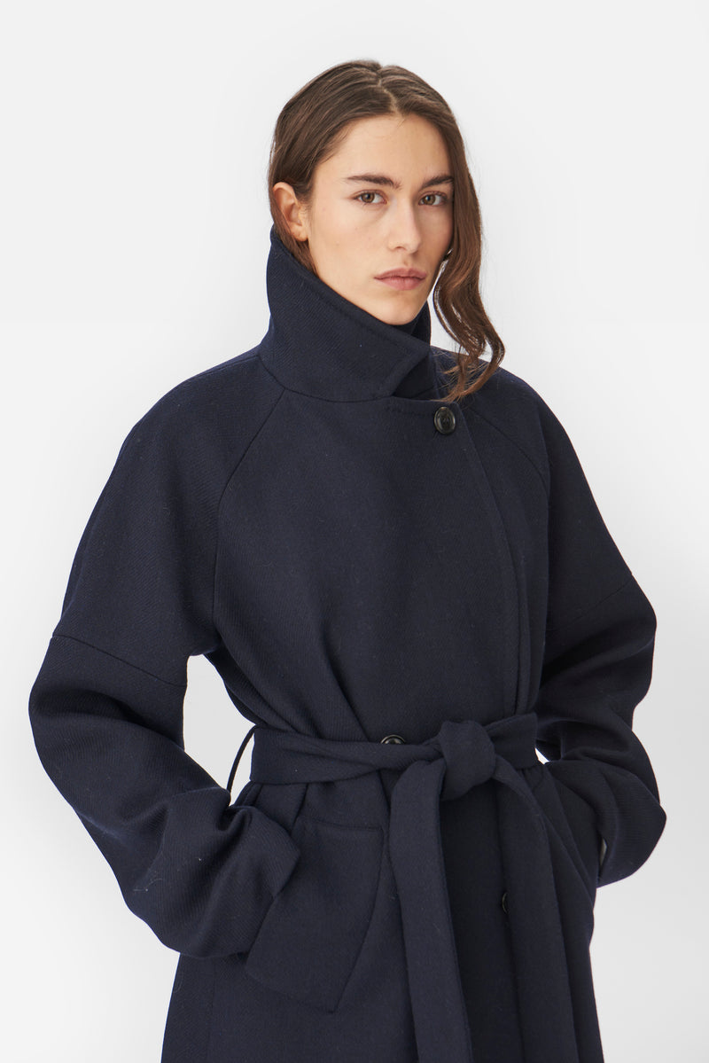 Naja Lauf ELBA COAT BULKY WOOL COATS DARK NAVY