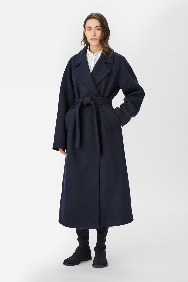 Naja Lauf ELBA COAT BULKY WOOL COATS DARK NAVY