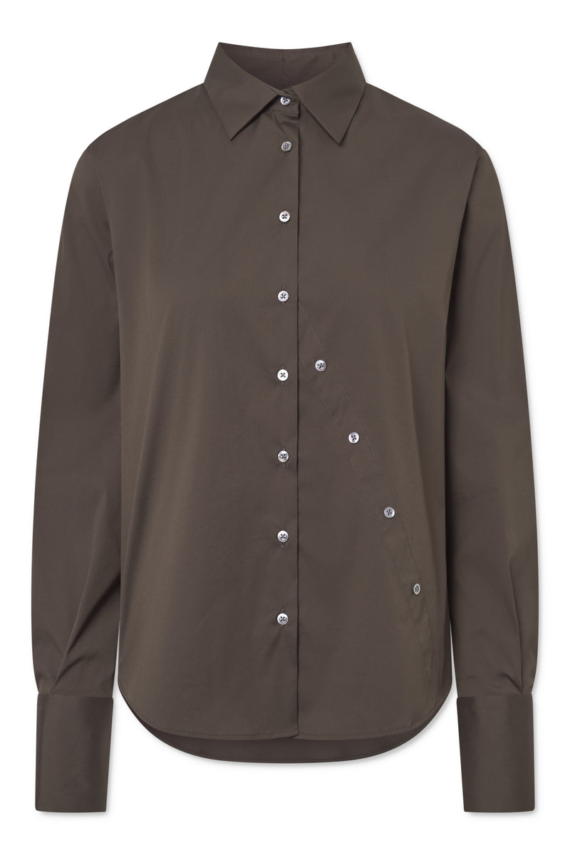 Naja Lauf ELLIS SHIRT FANCY POPLIN SHIRTS DARK BROWN