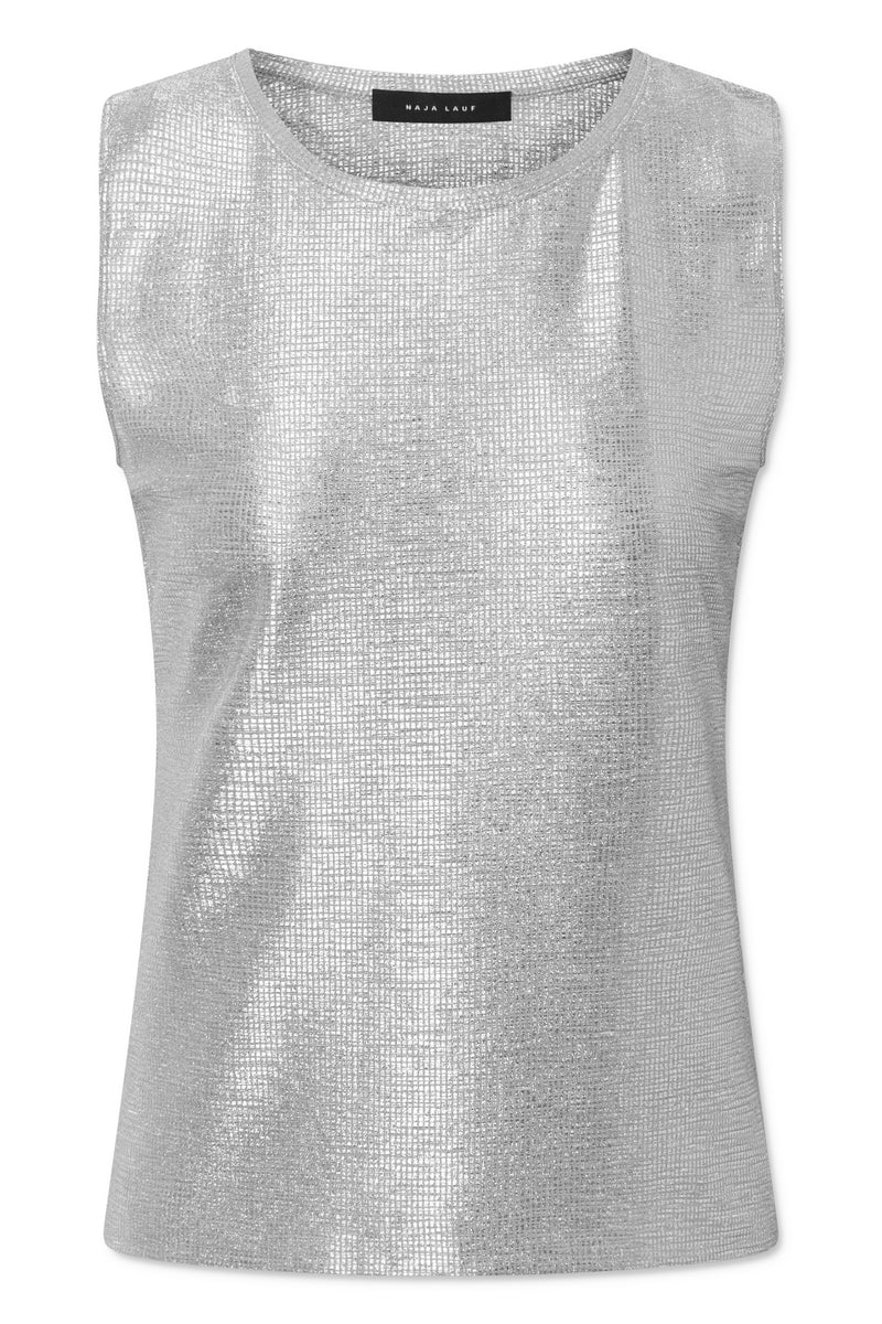 Naja Lauf INA T-SHIRT GLITTER STRETCH BLOUSES SILVER