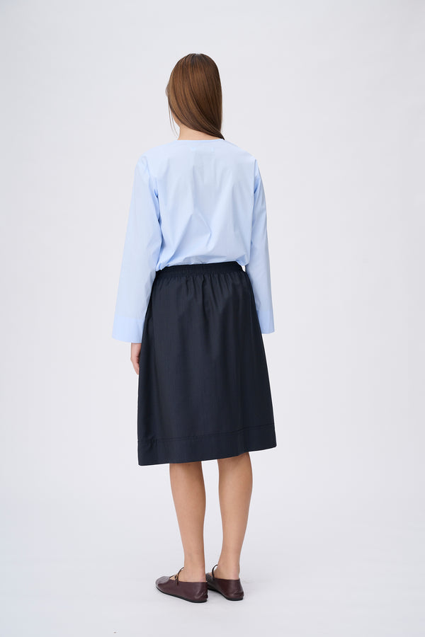 Naja Lauf KIANA SKIRT CHECKED STRIPE SKIRTS NAVY BLUE