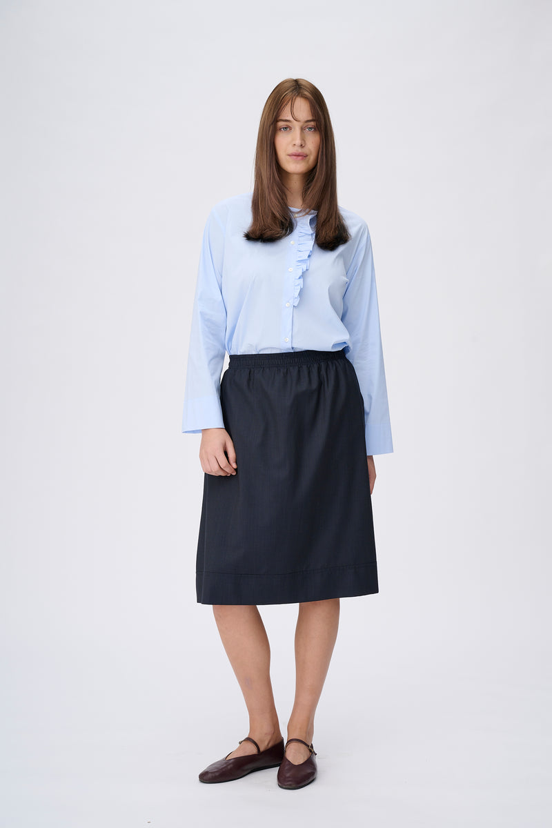 Naja Lauf KIANA SKIRT CHECKED STRIPE SKIRTS NAVY BLUE