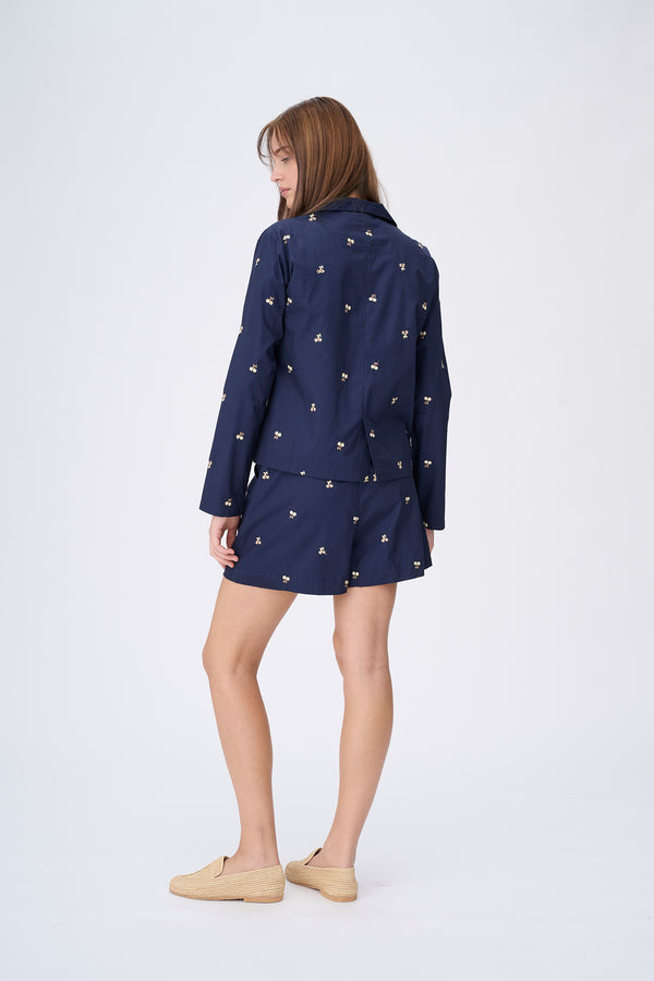 Naja Lauf KIMMIE SHIRT EMBROIDERED FLOWER Shirt NAVY