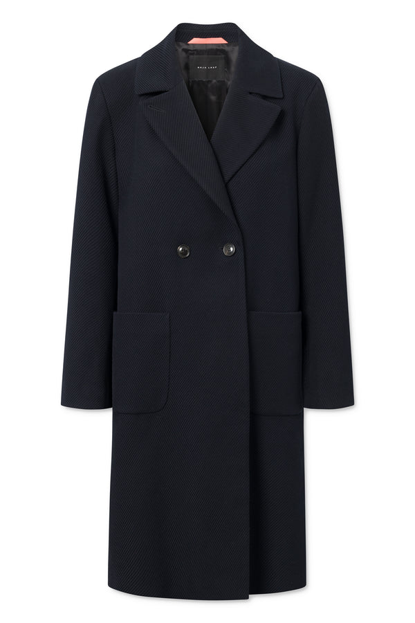 Naja Lauf LORETTA COAT BIG DIAGONAL OUTERWEAR DARK NAVY