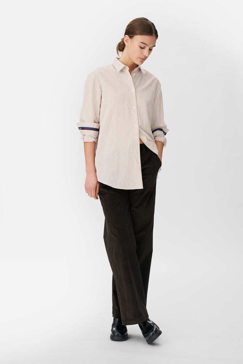 Naja Lauf MAGGIE SHIRT DENSE STRIPE SHIRTS DARK RED