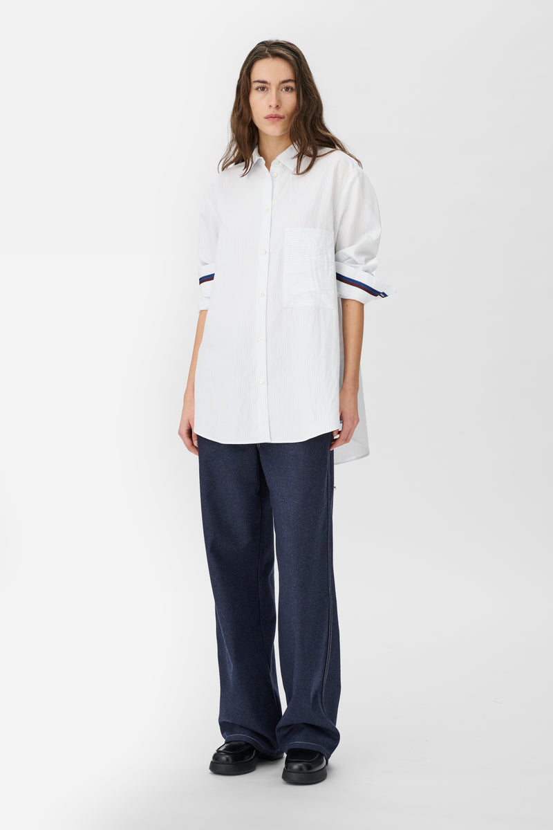 Naja Lauf MAGGIE SHIRT DENSE STRIPE SHIRTS LIGHT BLUE