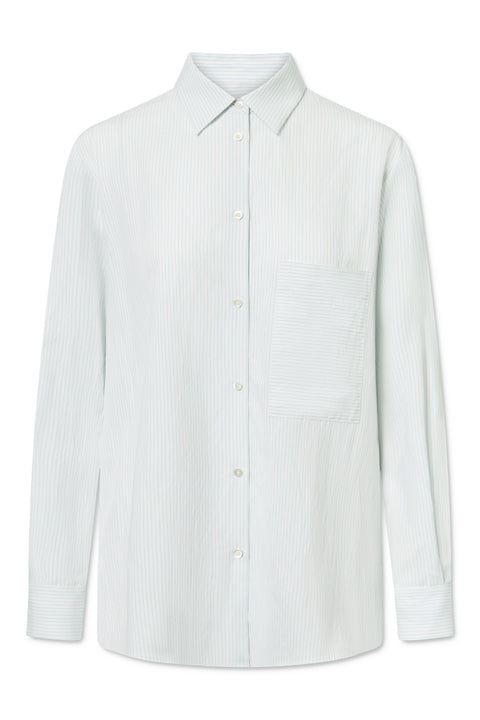 Naja Lauf MAGGIE SHIRT DENSE STRIPE SHIRTS LIGHT BLUE