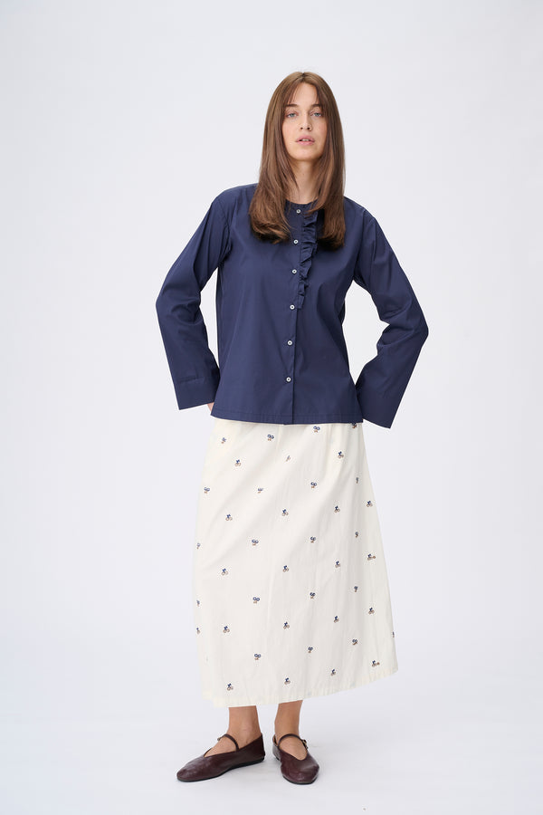 Naja Lauf NATALIA BLOUSE FANCY POPLIN BLOUSES NAVY