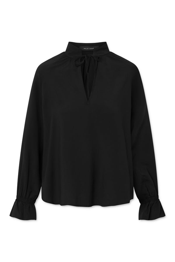 Naja Lauf PEGGY BLOUSE DRAPY VISCOSE BLOUSES BLACK