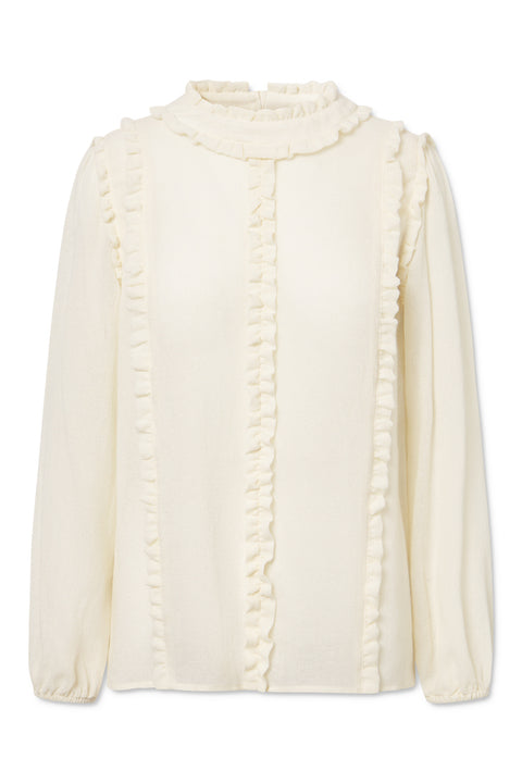 Naja Lauf POULA BLOUSE LOOSE CREPE BLOUSES ECRU