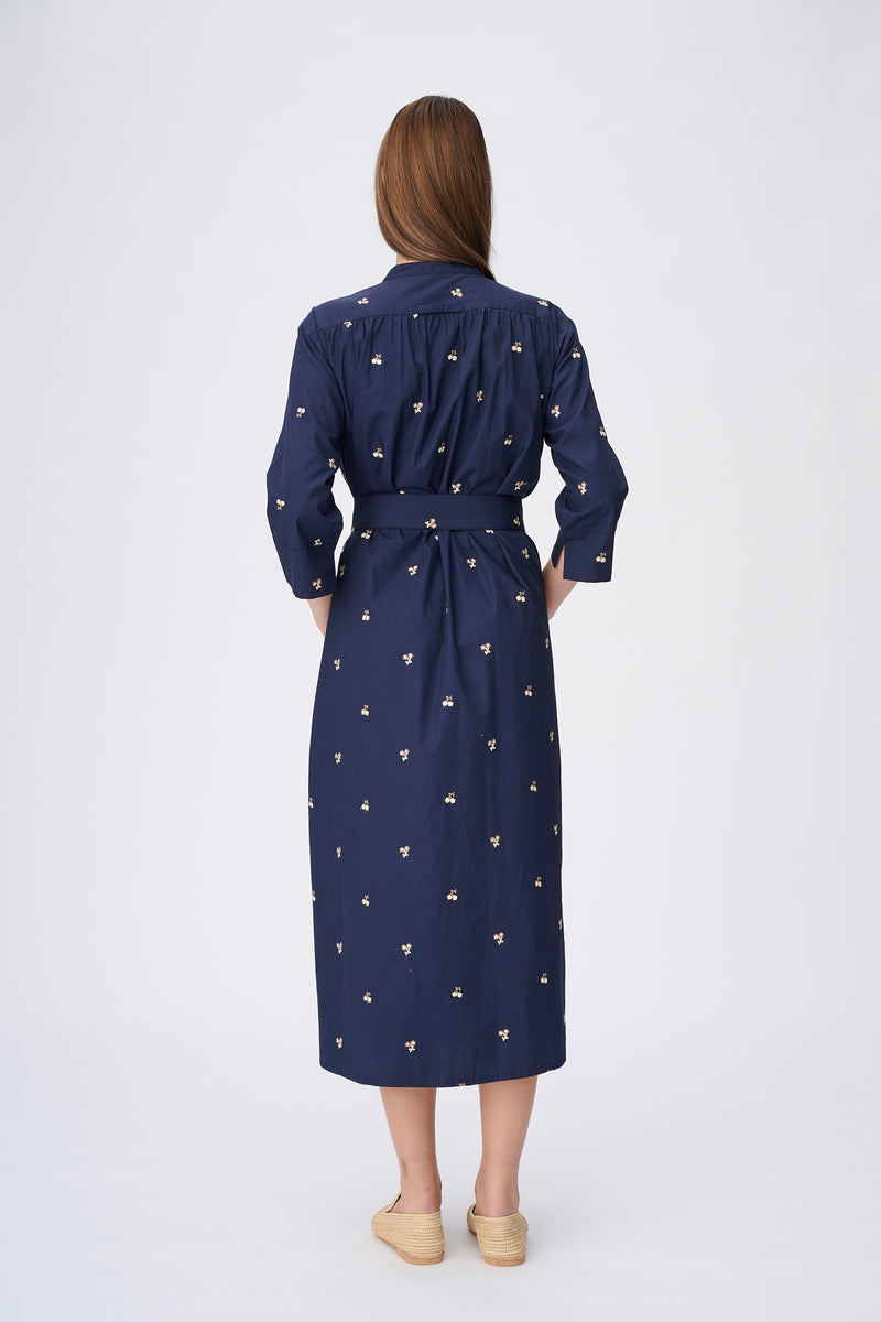 Naja Lauf ROSA DRESS EMBROIDERED FLOWER DRESSES NAVY