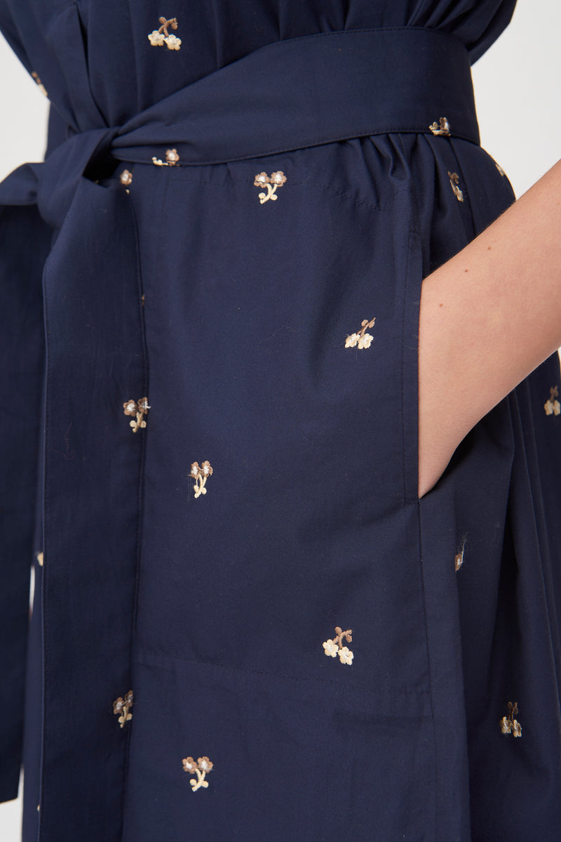 Naja Lauf ROSA DRESS EMBROIDERED FLOWER DRESSES NAVY