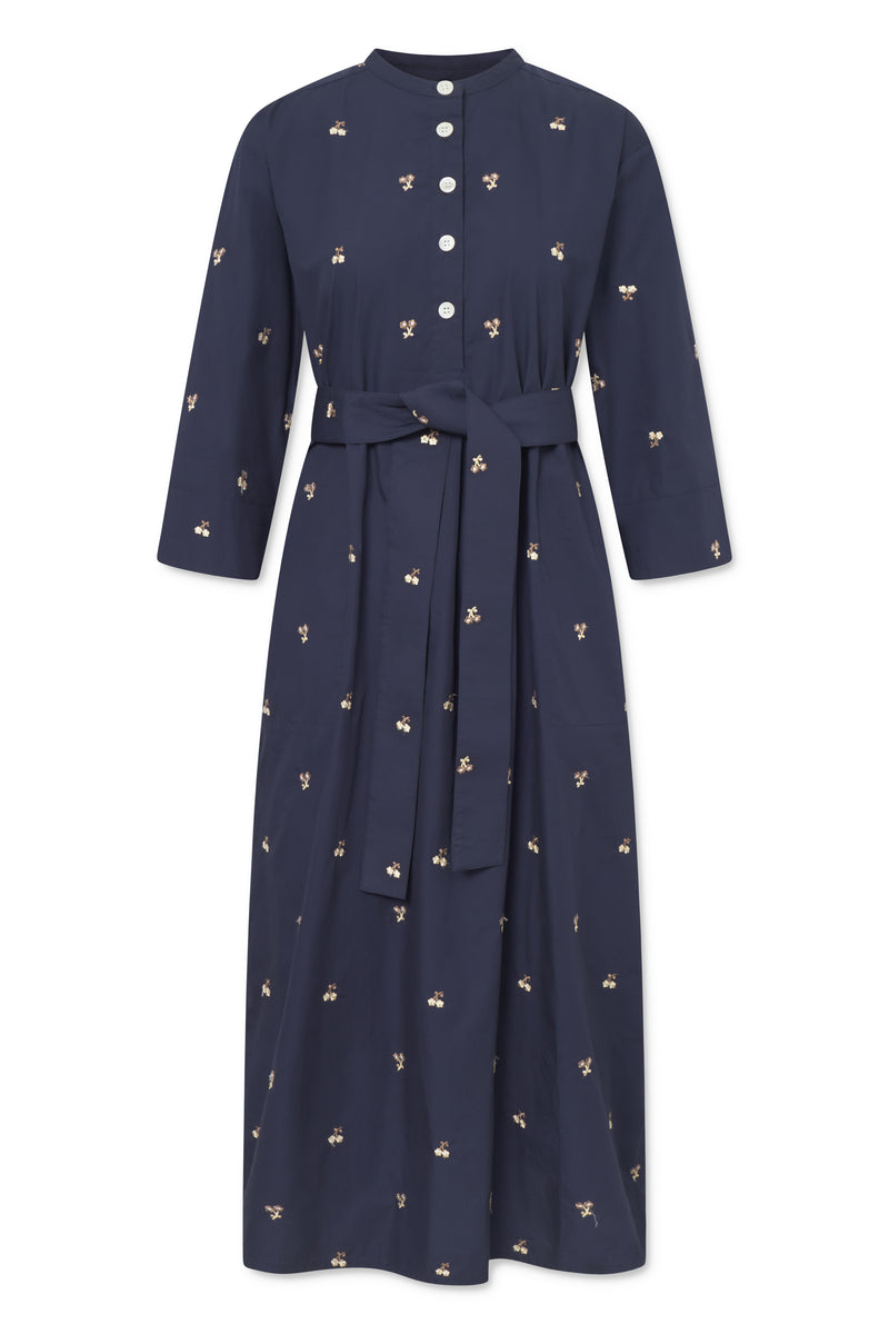 Naja Lauf ROSA DRESS EMBROIDERED FLOWER DRESSES NAVY