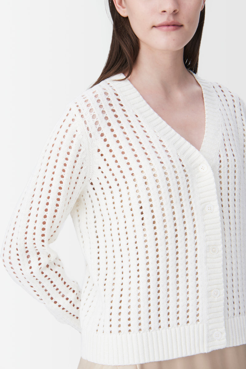 Naja Lauf ROSIE CARDIGAN OPEN KNIT KNITWEAR WHITE