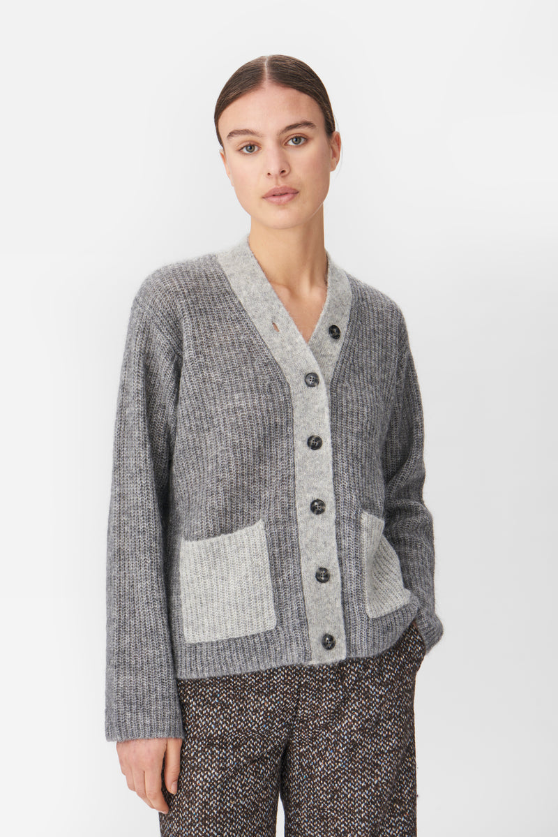 Naja Lauf SIBILLE CARDIGAN MOHAIR KNITWEAR GREY MELANGE