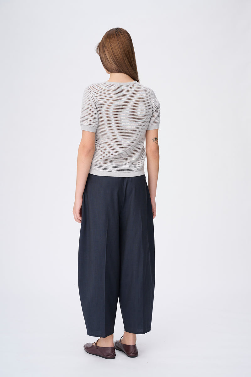 Naja Lauf SORA PANTS CHECKED STRIPE PANTS NAVY BLUE