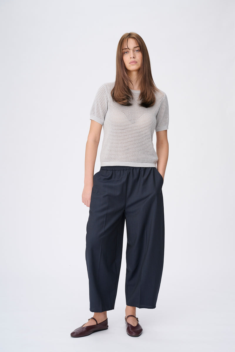 Naja Lauf SORA PANTS CHECKED STRIPE PANTS NAVY BLUE