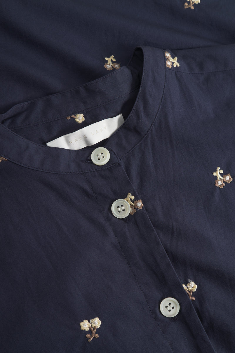 Naja Lauf TINKA SHIRT EMBROIDERED FLOWER SHIRTS NAVY