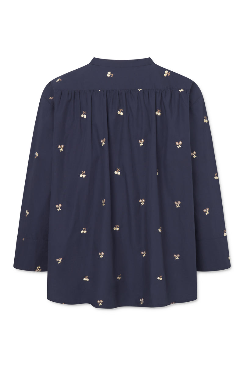 Naja Lauf TINKA SHIRT EMBROIDERED FLOWER SHIRTS NAVY