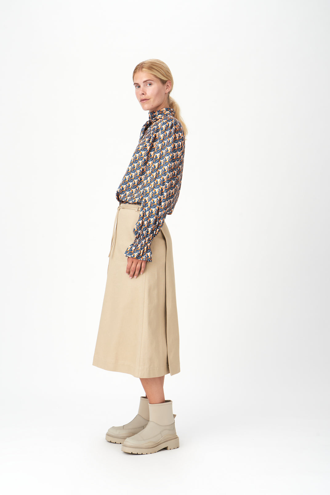 Khaki beige wrap skirt 