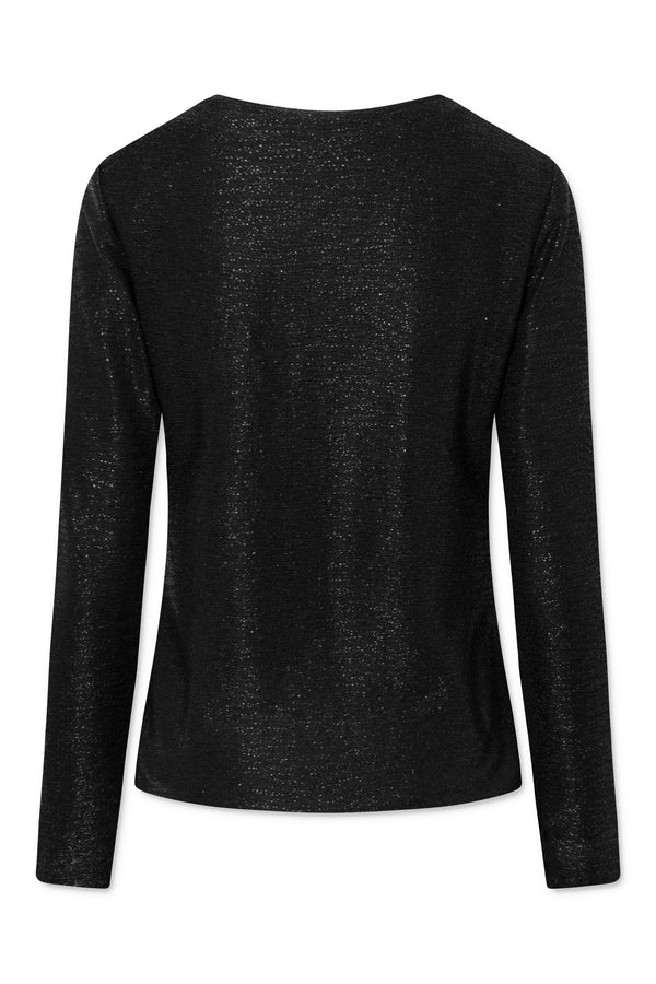 Naja Lauf YING T-SHIRT BLACK GLITTER BLOUSES BLACK