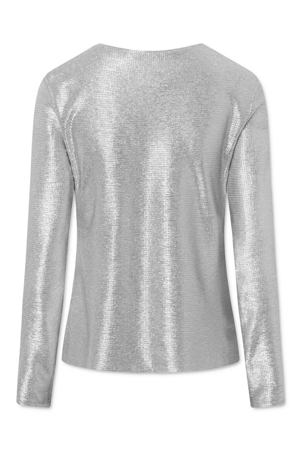 Naja Lauf YING T-SHIRT GLITTER STRETCH BLOUSES SILVER